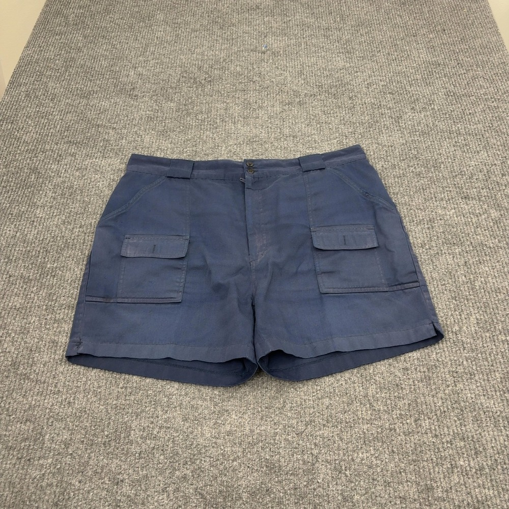 Vintage Eastern Mountain Sports Trail Shorts Mens 38 Blue Poly Cotton Cargo Hike
